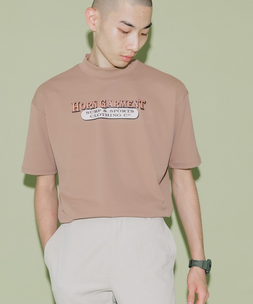 HORN GARMENT（ホーンガーメント）の「HORN GARMENT/ホーンガーメント Republis Mock Neck Tee モック半袖Tシャツ（Tシャツ/カットソー・メンズ・ブラウン/ターコイズブルー/ホワイト・46/50）」の11枚目の写真