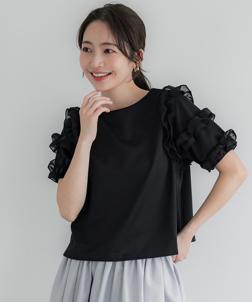 柔らかな質感の 袖フリル半袖トップス（Tシャツ/カットソー）｜coca（coca トップス