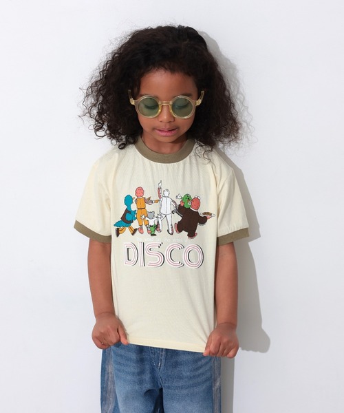 Ocean&Ground(オーシャン&グラウンド)の「FUNNYプリントリンガーTシャツ【ZOZO限定】(Tシャツ/カットソー・キッズ・グレー/ブラック/クリーム/イエロー/レッド/キナリ・90/100/110/120/80/130/140)」の4枚目の写真