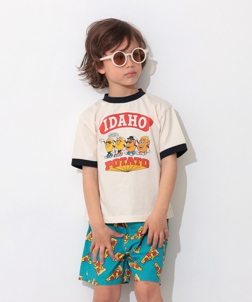 Ocean&Ground(オーシャン&グラウンド)の「FUNNYプリントリンガーTシャツ【ZOZO限定】(Tシャツ/カットソー・キッズ・グレー/ブラック/クリーム/イエロー/レッド/キナリ・90/100/110/120/80/130/140)」の12枚目の写真