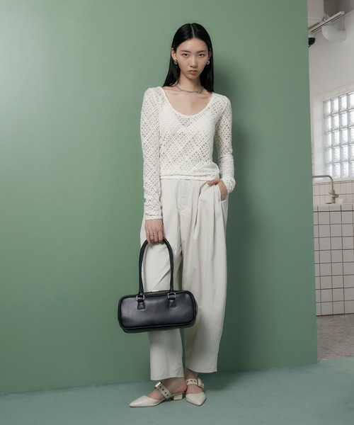 somlu.（ソンムル）の「【somlu.】横長ロングハンドルボストンバッグ（ボストンバッグ・レディース・キャメル/ブラック・FREE）」の16枚目の写真