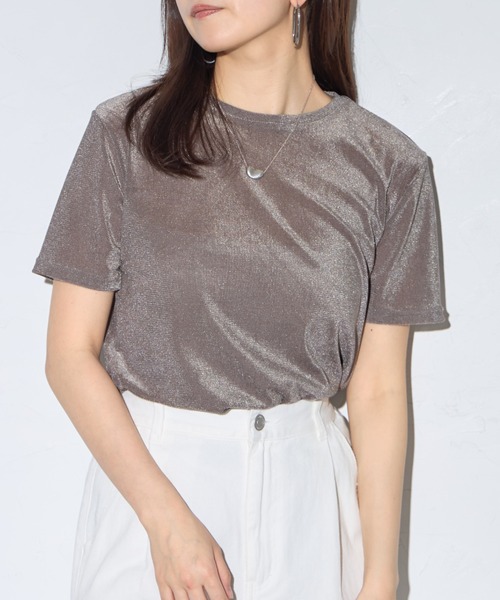 leimn（レイムン）の「シアーベロア半袖Tシャツ（Tシャツ/カットソー・レディース・チャコールグレー/ホワイト/グリーン・FREE）」の3枚目の写真