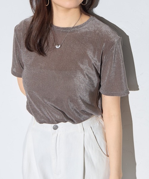 leimn（レイムン）の「シアーベロア半袖Tシャツ（Tシャツ/カットソー・レディース・チャコールグレー/ホワイト/グリーン・FREE）」の11枚目の写真