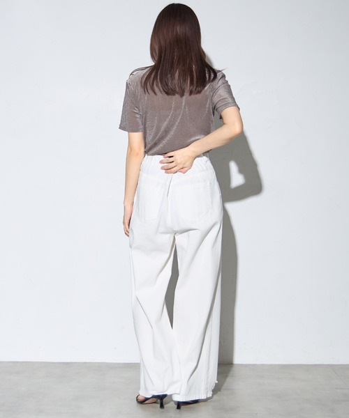 leimn（レイムン）の「シアーベロア半袖Tシャツ（Tシャツ/カットソー・レディース・チャコールグレー/ホワイト/グリーン・FREE）」の14枚目の写真