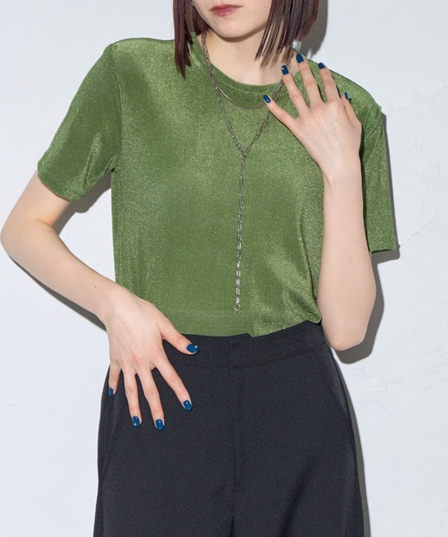 leimn（レイムン）の「シアーベロア半袖Tシャツ（Tシャツ/カットソー・レディース・チャコールグレー/ホワイト/グリーン・FREE）」の18枚目の写真
