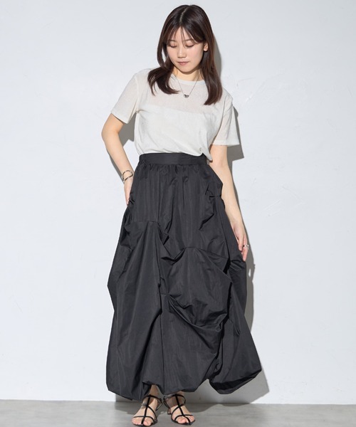 leimn（レイムン）の「シアーベロア半袖Tシャツ（Tシャツ/カットソー・レディース・チャコールグレー/ホワイト/グリーン・FREE）」の7枚目の写真