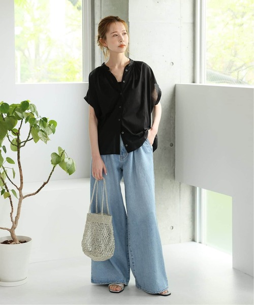 JOURNAL STANDARD（ジャーナルスタンダード）の「《WEB限定追加2》80ローンタックボリュームシャツ（シャツ/ブラウス・レディース・ブラック系その他/ブラック/ベージュ・FREE）」の8枚目の写真