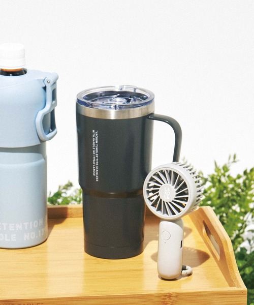 LAKOLE（ラコレ）の「【保温保冷】フタ&ハンドル付きタンブラー323162（水筒・レディース・チャコール/アイボリー/グリーン/ブルー/イエロー/オレンジ・FREE）」の7枚目の写真