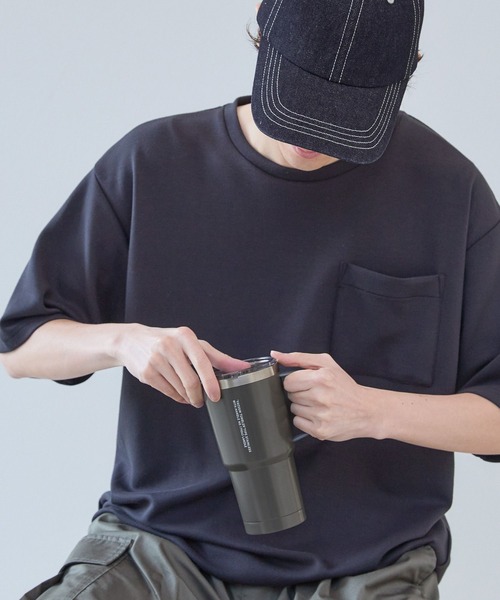 LAKOLE（ラコレ）の「【保温保冷】フタ&ハンドル付きタンブラー323162（水筒・レディース・チャコール/アイボリー/グリーン/ブルー/イエロー/オレンジ・FREE）」の8枚目の写真