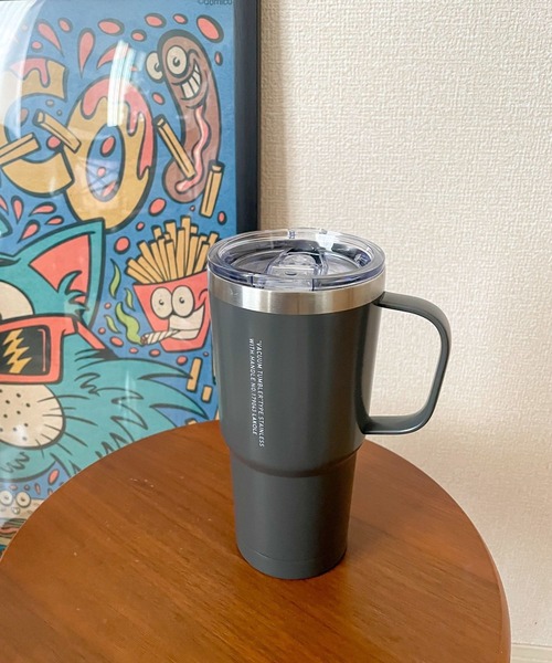 LAKOLE（ラコレ）の「【保温保冷】フタ&ハンドル付きタンブラー323162（水筒・レディース・チャコール/アイボリー/グリーン/ブルー/イエロー/オレンジ・FREE）」の9枚目の写真