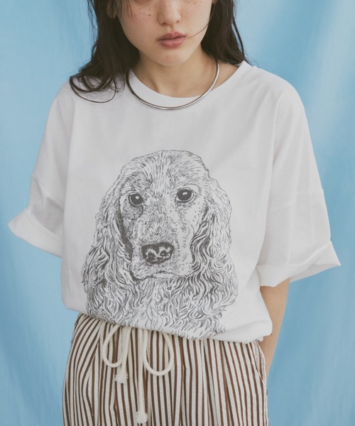 MERLOT（メルロー）の「【新色・新柄追加】ヴィンテージライクアニマルプリントT（Tシャツ/カットソー・レディース・グレー系その他/ホワイト系その他/グレー/ホワイト/ベージュ・FREE）」の2枚目の写真