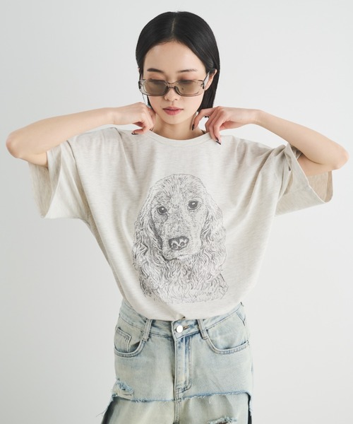 MERLOT(メルロー)の「【新色・新柄追加】ヴィンテージライクアニマルプリントT(Tシャツ/カットソー・レディース・グレー系その他/ホワイト系その他/グレー/ホワイト/ベージュ・FREE)」の20枚目の写真