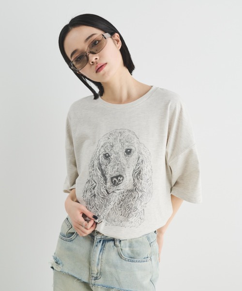 MERLOT(メルロー)の「【新色・新柄追加】ヴィンテージライクアニマルプリントT(Tシャツ/カットソー・レディース・グレー系その他/ホワイト系その他/グレー/ホワイト/ベージュ・FREE)」の21枚目の写真