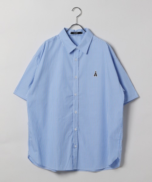 セール】【UNISEX】ALAND／Aロゴストライプ半袖シャツ（シャツ