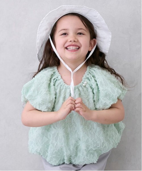 petit main(プティマイン)の「【リンク】ジャガードバルーンブラウス(キッズ)(シャツ/ブラウス・キッズ・ライトグリーン/ピンク/アイボリー・120cm/100cm/90cm/80cm/110cm/130cm)」の9枚目の写真