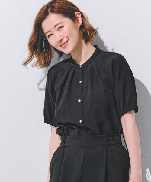 セール】【洗える・シワになりにくい】麻調スリーブドロスト