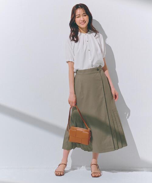 grove(グローブ)の「【洗える・シワになりにくい】麻調スリーブドロストブラウス(シャツ/ブラウス・レディース・オフホワイト/ブラック/ライトグレー/スモーキーグリーン系・03/02/01/04/05)」の8枚目の写真