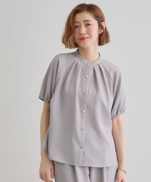 grove(グローブ)の「【洗える・シワになりにくい】麻調スリーブドロストブラウス(シャツ/ブラウス・レディース・オフホワイト/ブラック/ライトグレー/スモーキーグリーン系・03/02/01/04/05)」の10枚目の写真