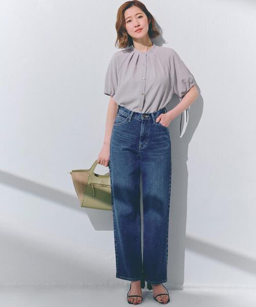 grove(グローブ)の「【洗える・シワになりにくい】麻調スリーブドロストブラウス(シャツ/ブラウス・レディース・オフホワイト/ブラック/ライトグレー/スモーキーグリーン系・03/02/01/04/05)」の13枚目の写真