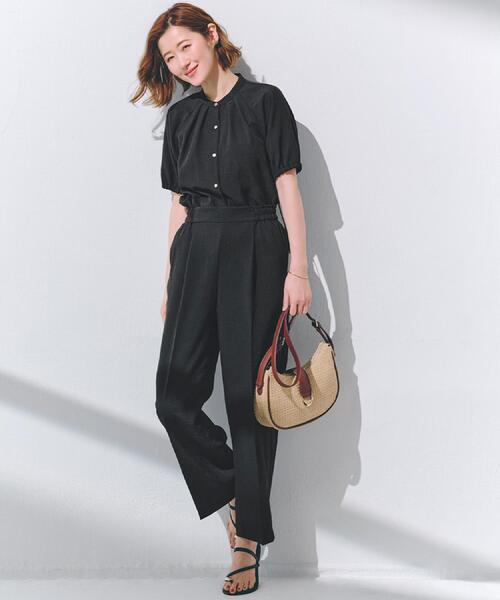 grove(グローブ)の「【洗える・シワになりにくい】麻調スリーブドロストブラウス(シャツ/ブラウス・レディース・オフホワイト/ブラック/ライトグレー/スモーキーグリーン系・03/02/01/04/05)」の18枚目の写真