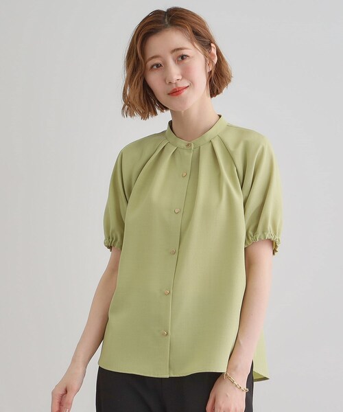 grove(グローブ)の「【洗える・シワになりにくい】麻調スリーブドロストブラウス(シャツ/ブラウス・レディース・オフホワイト/ブラック/ライトグレー/スモーキーグリーン系・03/02/01/04/05)」の20枚目の写真