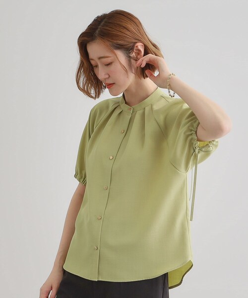 grove(グローブ)の「【洗える・シワになりにくい】麻調スリーブドロストブラウス(シャツ/ブラウス・レディース・オフホワイト/ブラック/ライトグレー/スモーキーグリーン系・03/02/01/04/05)」の21枚目の写真