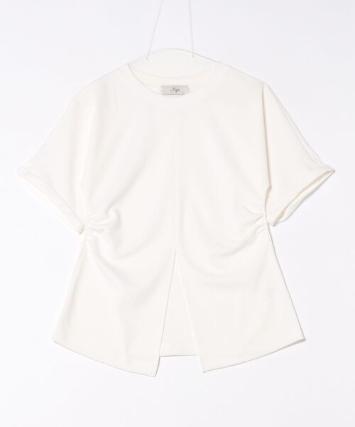 M y u(ミュー)の「フロントラインスリットトップス(Tシャツ/カットソー・レディース・ホワイト/ブラック・FREE)」の15枚目の写真