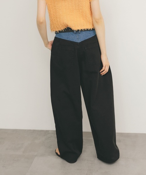 KBF バイカラーコクーンパンツ　ブラウン KBF パンツ 「2サイズ展開」バイカラーコクーンパンツ