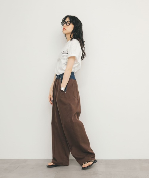 KBF バイカラーコクーンパンツ　ブラウン セール】『2サイズ展開』バイカラーコクーンパンツ（その他