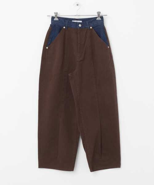 KBF バイカラーコクーンパンツ　ブラウン KBF パンツ 「2サイズ展開」バイカラーコクーンパンツ