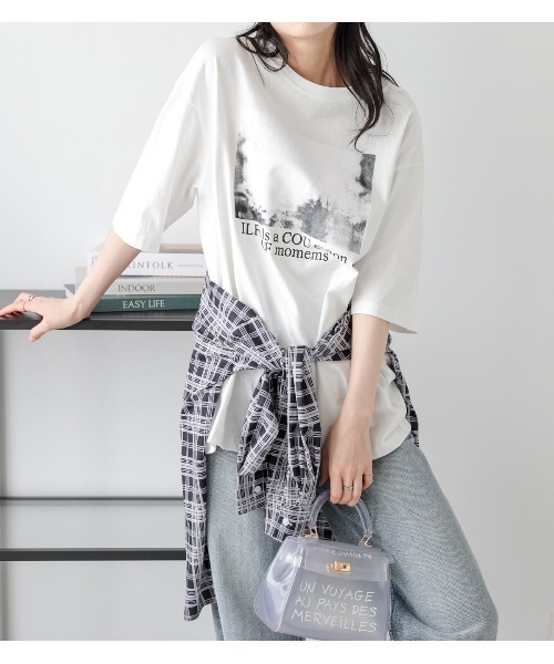 La-gemme(ラジェム)の「フォトプリント ロゴTシャツ(Tシャツ/カットソー・レディース・グレー/ホワイト/ブラック・フリー)」の5枚目の写真