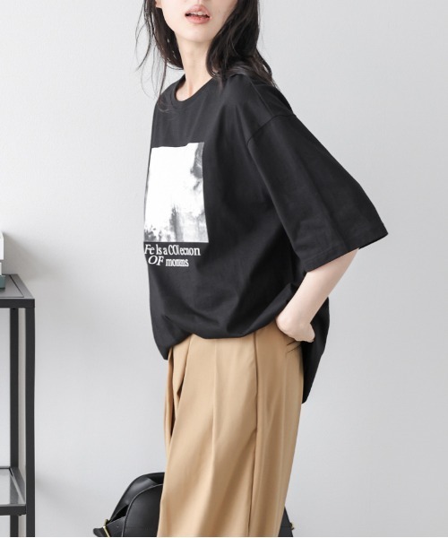 La-gemme(ラジェム)の「フォトプリント ロゴTシャツ(Tシャツ/カットソー・レディース・グレー/ホワイト/ブラック・フリー)」の14枚目の写真