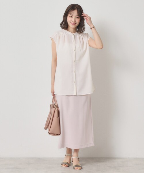 ITS'DEMO（イッツデモ）の「【清涼感／手洗い可】麻調前開きブラウス（シャツ/ブラウス・レディース・ベビーピンク/ブルーグリーン/アイボリー/ネイビー・00）」の10枚目の写真