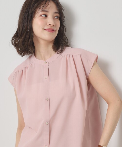 ITS'DEMO（イッツデモ）の「【清涼感／手洗い可】麻調前開きブラウス（シャツ/ブラウス・レディース・ベビーピンク/ブルーグリーン/アイボリー/ネイビー・00）」の20枚目の写真