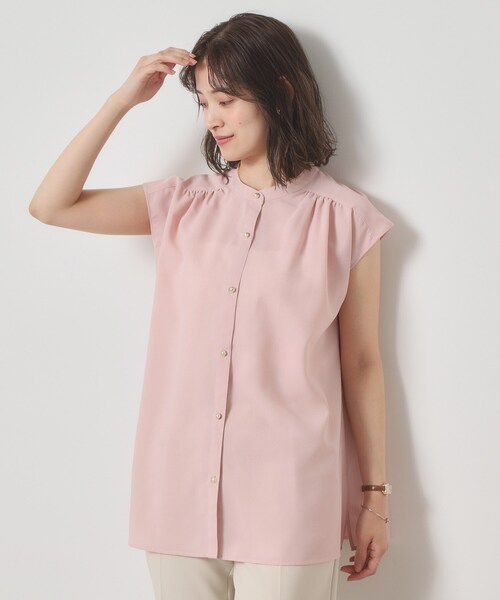 ITS'DEMO（イッツデモ）の「【清涼感／手洗い可】麻調前開きブラウス（シャツ/ブラウス・レディース・ベビーピンク/ブルーグリーン/アイボリー/ネイビー・00）」の21枚目の写真