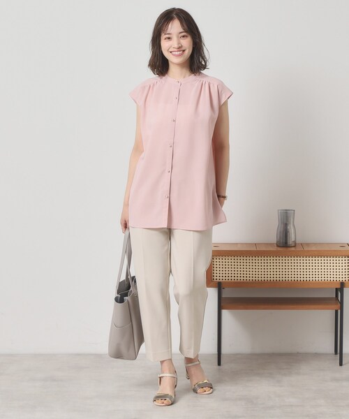 ITS'DEMO（イッツデモ）の「【清涼感／手洗い可】麻調前開きブラウス（シャツ/ブラウス・レディース・ベビーピンク/ブルーグリーン/アイボリー/ネイビー・00）」の22枚目の写真