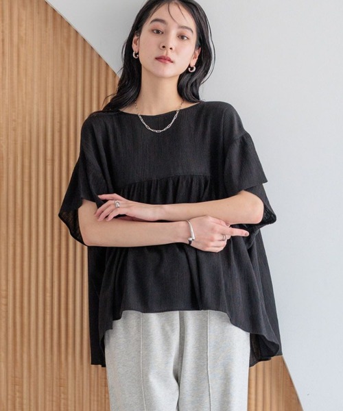 LOWRYS FARM(ローリーズファーム)の「ヨウリュウチュニックSS 495288(シャツ/ブラウス・レディース・グリーン系その他/アイボリー/ブラック・FREE)」の1枚目の写真