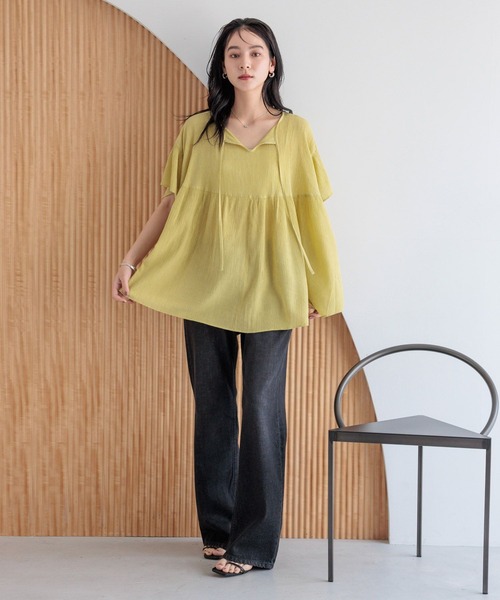 LOWRYS FARM(ローリーズファーム)の「ヨウリュウチュニックSS 495288(シャツ/ブラウス・レディース・グリーン系その他/アイボリー/ブラック・FREE)」の12枚目の写真