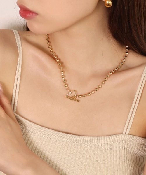 CEMONEMO（セモネモ）の「ボールチェーン ハート マンテル ネックレス（ネックレス・レディース・シルバー/ゴールド・FREE）」の4枚目の写真