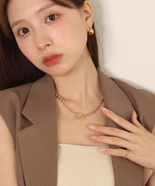 CEMONEMO（セモネモ）の「ボールチェーン ハート マンテル ネックレス（ネックレス・レディース・シルバー/ゴールド・FREE）」の6枚目の写真