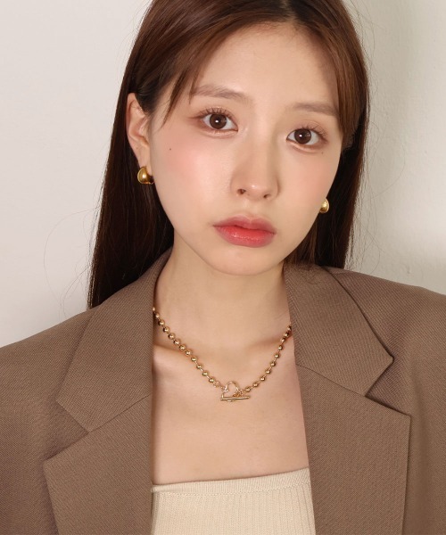 CEMONEMO（セモネモ）の「ボールチェーン ハート マンテル ネックレス（ネックレス・レディース・シルバー/ゴールド・FREE）」の7枚目の写真