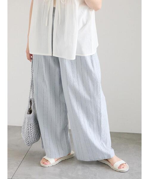 Samansa Mos2 blue（サマンサモスモスブルー）の「【Made in India】シフリーパンツ（その他パンツ・レディース・ブラック/オフホワイト/サックスブルー・F）」の3枚目の写真