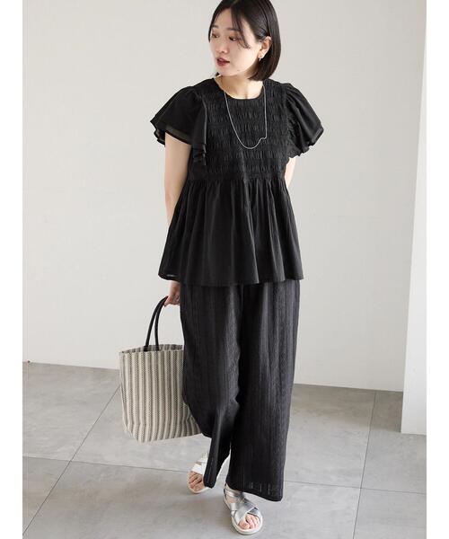 Samansa Mos2 blue（サマンサモスモスブルー）の「【Made in India】シフリーパンツ（その他パンツ・レディース・ブラック/オフホワイト/サックスブルー・F）」の16枚目の写真