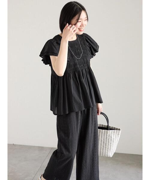 Samansa Mos2 blue（サマンサモスモスブルー）の「【Made in India】シフリーパンツ（その他パンツ・レディース・ブラック/オフホワイト/サックスブルー・F）」の17枚目の写真