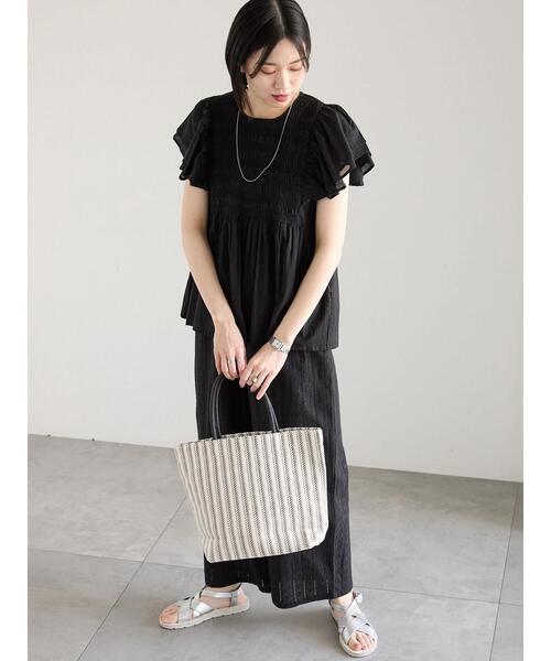 Samansa Mos2 blue（サマンサモスモスブルー）の「【Made in India】シフリーパンツ（その他パンツ・レディース・ブラック/オフホワイト/サックスブルー・F）」の18枚目の写真