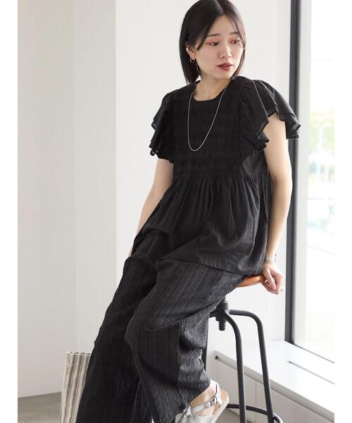 Samansa Mos2 blue（サマンサモスモスブルー）の「【Made in India】シフリーパンツ（その他パンツ・レディース・ブラック/オフホワイト/サックスブルー・F）」の19枚目の写真