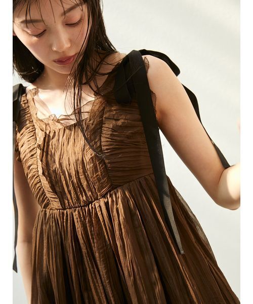 SNIDEL（スナイデル）の「シアーシフォンワッシャーワンピース（ワンピース・レディース・ピンクベージュ/ブラウン/ネイビー・0/1）」の14枚目の写真