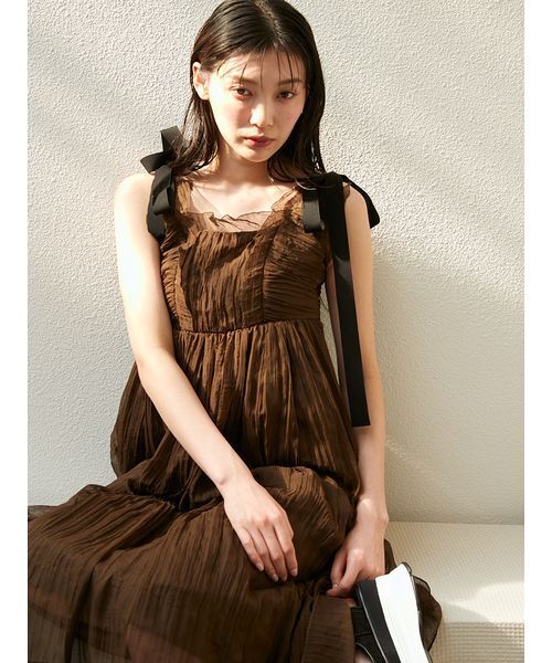 SNIDEL（スナイデル）の「シアーシフォンワッシャーワンピース（ワンピース・レディース・ピンクベージュ/ブラウン/ネイビー・0/1）」の20枚目の写真