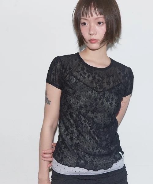 tシャツ A'GEM/9 × .kom 「runningHIGH/ランニングハイ」DOT SLIM TOP/ 水玉模様 スリム TOP レディース A'GEM/9 × .kom 『runningHIGH/ランニングハイ』DOT SLIM TOP