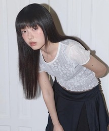 tシャツ FANCY CLUB/ファンシークラブ Wave Puff Lace Tee Tシャツ レディース FANCY CLUB tシャツ CLUB/ファンシークラブ Wave Puff Lace Tee